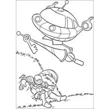 Coloriage Fusée volant au-dessus d'un chevalier Petits Einstein