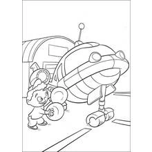 Coloriage Petits Einstein garçon jouant près de la fusée
