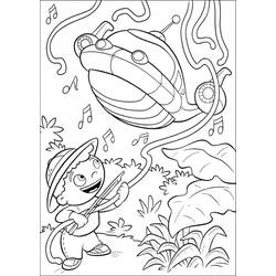 Coloriage Petits Einstein Quincy jouant avec la Fusée