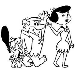 Coloriage Pierrafeu Fred, Wilma et Pierrette en famille