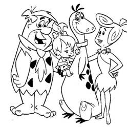 Coloriage Pierrafeu en famille avec Dino