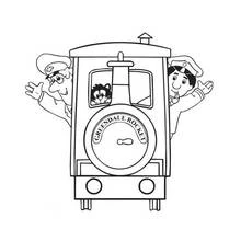 Coloriage Pierre le facteur à bord du train Greendale Rocket