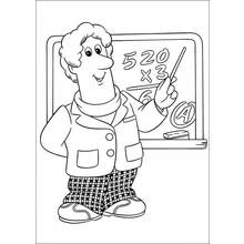 Coloriage Pierre le facteur en train de faire un cours de maths