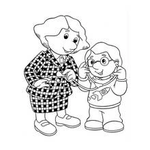Coloriage Pierre le facteur en petit docteur avec sa maman