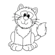 Coloriage Chat assis avec une queue touffue