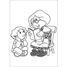 Coloriage Grand-mère lisant une histoire à un enfant