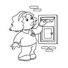 Coloriage Pierre le facteur dépose une lettre