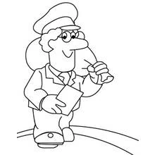Coloriage Pierre le facteur livrant une lettre