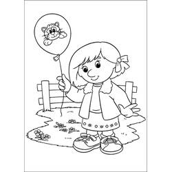 Coloriage Petite fille avec un ballon chat
