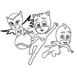 Coloriage Pyjamasques trio en plein vol