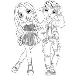 Coloriage Rainbow High duo posant en tenues stylées