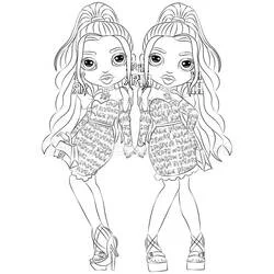 Coloriage Rainbow High jumelles en tenues assorties