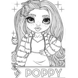 Coloriage Poppy de Rainbow High posant la main sur la hanche