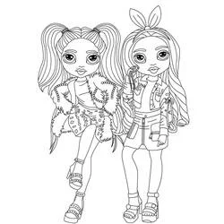 Coloriage Rainbow High poupées posant en tenues à la mode
