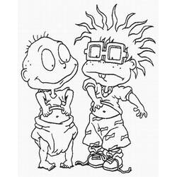 Coloriage Tommy et Chuckie des Razmoket debout ensemble