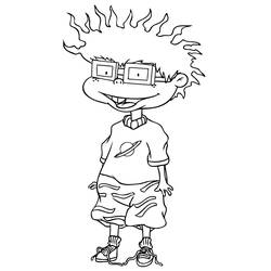 Coloriage Razmoket Tommy... Chuckie debout et souriant