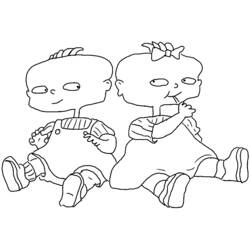 Coloriage Razmoket bébés jumeaux assis dos à dos