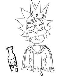 Coloriage Rick Sanchez avec couronne