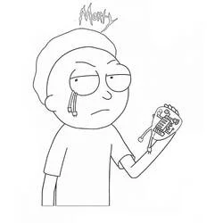 Coloriage Morty Smith tenant une main robotique