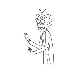 Coloriage Rick Sanchez en pleine explication