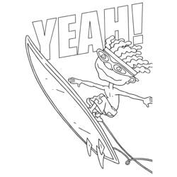 Coloriage Rocket Power surfeur sur les vagues
