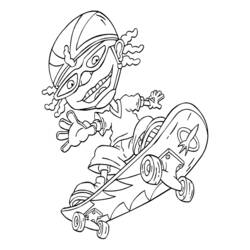 Coloriage Rocket Power enfant faisant une figure de skateboard