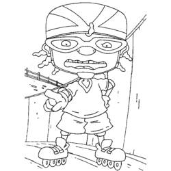 Coloriage Rocket Power enfant en rollers qui pointe du doigt