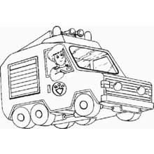 Coloriage Sam le Pompier au volant de son camion