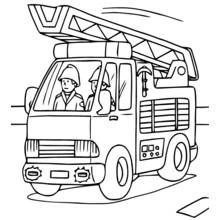 Coloriage Sam le Pompier au volant du camion