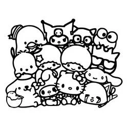 Coloriage Sanrio, tous les personnages réunis