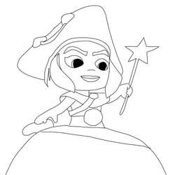 Coloriage Escarlata la Pirate avec sa baguette étoile