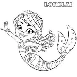 Coloriage Lorelai la sirène qui nage