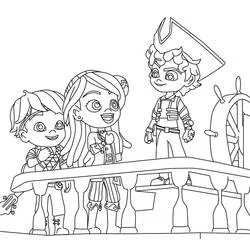 Coloriage Santiago des mers avec Lorelai et Tomás sur le pont