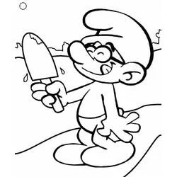 Coloriage Schtroumpf à lunettes mangeant une glace Coloriage Schtroumpf à lunettes mangeant une glace