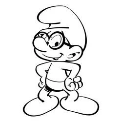 Coloriage Schtroumpf à lunettes souriant Coloriage Schtroumpf à lunettes souriant