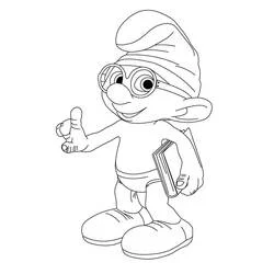 Coloriage Schtroumpf à lunettes et bonnet rouge Coloriage Schtroumpf à lunettes et bonnet rouge