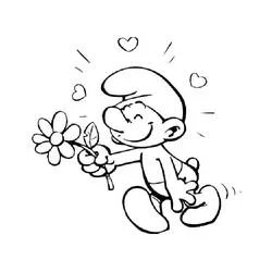 Coloriage Schtroumpf tenant une fleur Coloriage Schtroumpf tenant une fleur