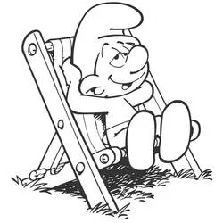 Coloriage Schtroumpf en détente dans une chaise longue Coloriage Schtroumpf en détente dans une chaise longue