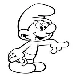 Coloriage Schtroumpf souriant pointant du doigt Coloriage Schtroumpf souriant pointant du doigt