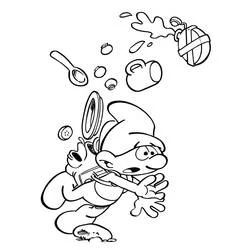 Coloriage Schtroumpf jonglant avec des ustensiles Coloriage Schtroumpf jonglant avec des ustensiles