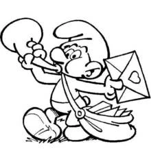 Coloriage Schtroumpf livrant une lettre d'amour Coloriage Schtroumpf livrant une lettre d'amour