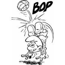 Coloriage Schtroumpf faisant un retourné avec un ballon Coloriage Schtroumpf faisant un retourné avec un ballon