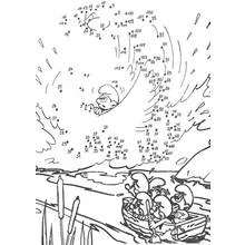 Coloriage Schtroumpfs point à point en bateau sur l'eau Coloriage Schtroumpfs point à point en bateau sur l'eau