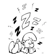 Coloriage Schtroumpf dormeur allongé au sol