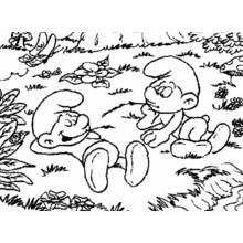 Coloriage Schtroumpfs allongés dans la forêt Coloriage Schtroumpfs allongés dans la forêt