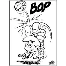 Coloriage Schtroumpf en position de retourné acrobatique au football Coloriage Schtroumpf en position de retourné acrobatique au football