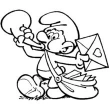 Coloriage Schtroumpf facteur livrant une lettre d'amour