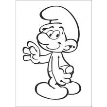 Coloriage Schtroumpf saluant avec un grand sourire
