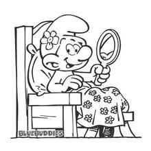 Coloriage Schtroumpf se regardant dans un miroir Coloriage Schtroumpf se regardant dans un miroir