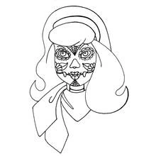 Coloriage Daphné avec un maquillage de crâne mexicain